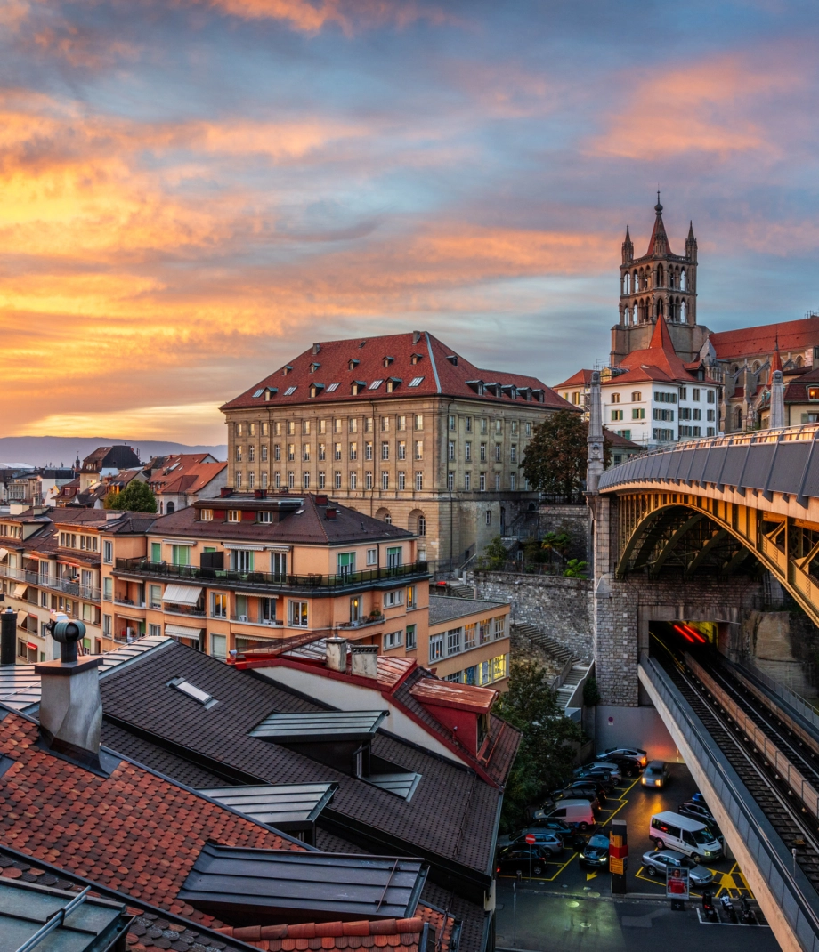 Lausanne, Switzerland at Dusk